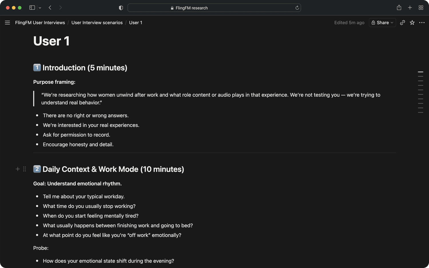 Research synthesis — interview scenarios and desk-research board