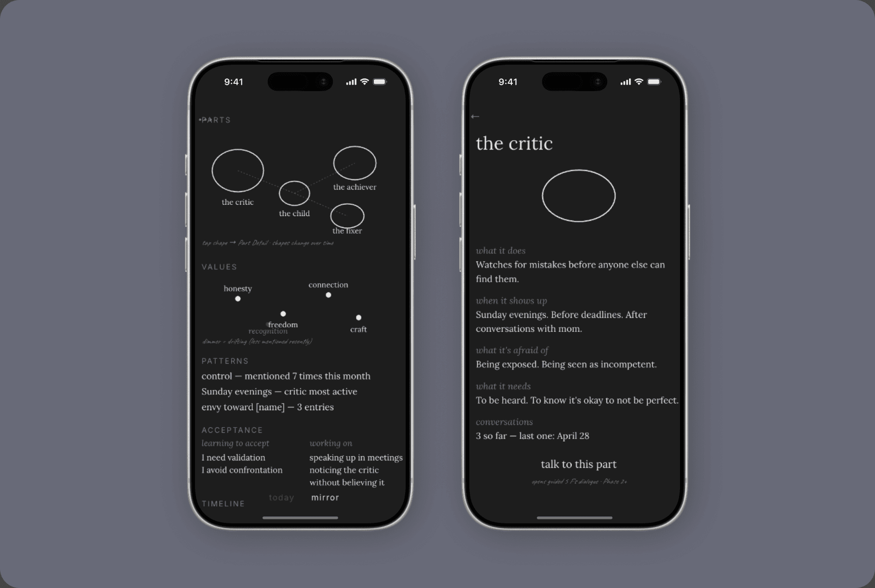 Meeting a part — the Parts map and a single part's detail screen