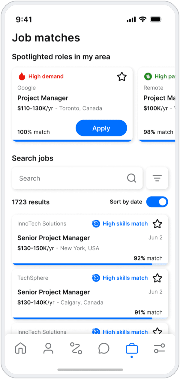 SkyHive — job matches on mobile